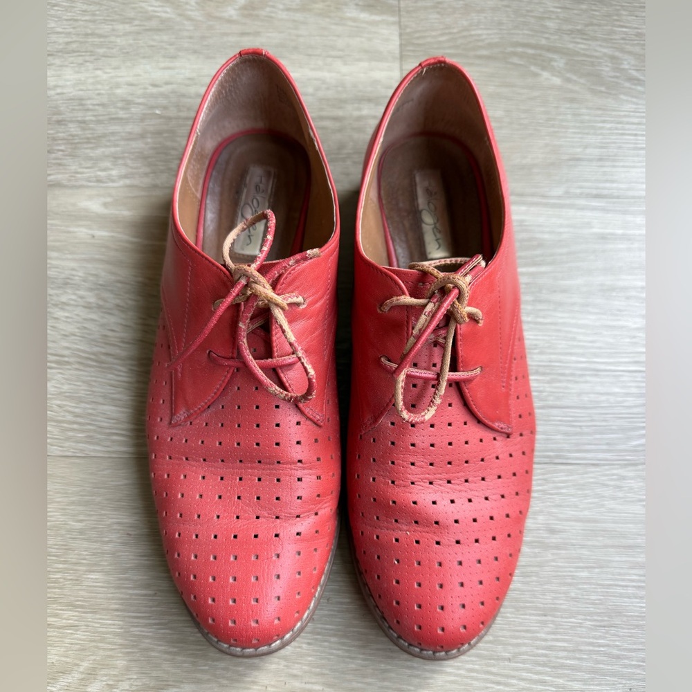 Halogen Red Perforated Leather Flats